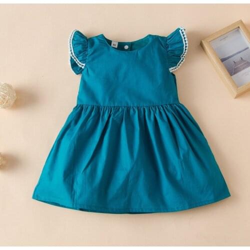 Fly Sleeve Mini Baby Girls Dress Toddler Summer Lovely Outfits Infant Stylish Solid Dress Children Sleeveless Ruffles Clothes