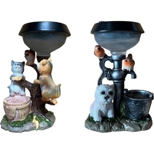 Solar Powered Garden LED Lights Puppy Cat Animal Lawn Ornament Waterproof Lamp Christmas Lights Outdoor Garden Decor Solar Lamps