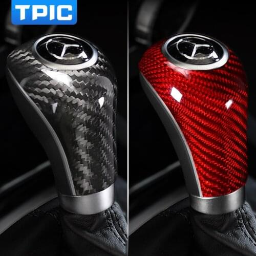 TPIC Carbon Fiber Sticker Gear Shifter Cover Car Interior Mouldings For Mercedes W204 W212 W169 W219 W463 CLS C E A G Class
