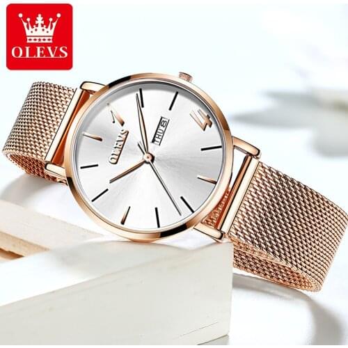 OLEVS Women Watch Rose Gold Montre Femme Womens Mesh Belt ultra-thin Watch relojes para mujer Luxury Wrist Watches reloj mujer