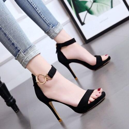 2020 Korean version of the fine-heeled open-toe sandals female summer buckle wild high-heeled sexy platform womens shoes