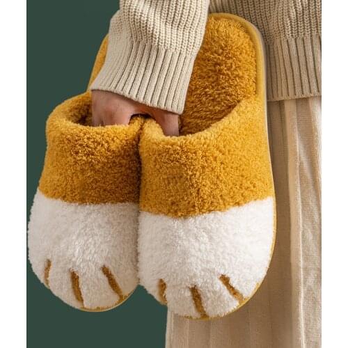 Women Winter Home Slippers Cartoon cat Shoes Non-slip Soft Winter Warm House Slippers Indoor Bedroom Couples