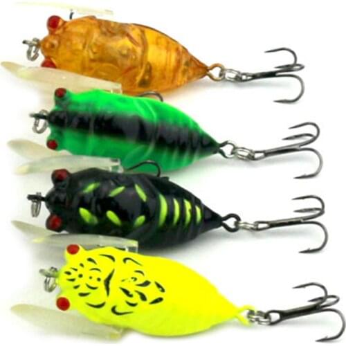 4 Pcs Hard Cricket Fishing Lure Plastic Insect Cicada Bait Lure 4cm Artificial Crankbait Tackle Fly Fishing