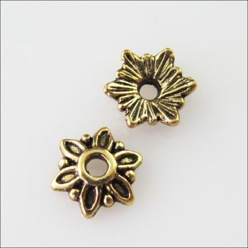 150Pcs Antiqued Gold Color Tiny Flower End Bead Caps Connectors 8mm