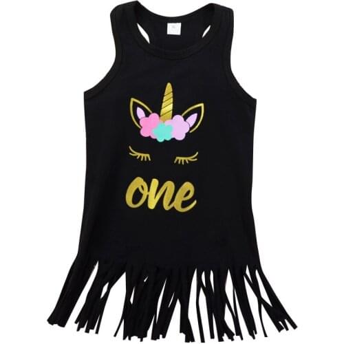 20pcs Unicorn Kids Baby Girls Dress Child Toddler Tassel Dress Party Princess Casual Dress