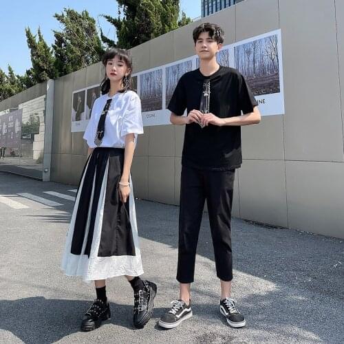 2331# real spring/summer 2021 couples wear mens and womens solid color T-shirt couples clothes couples clothing