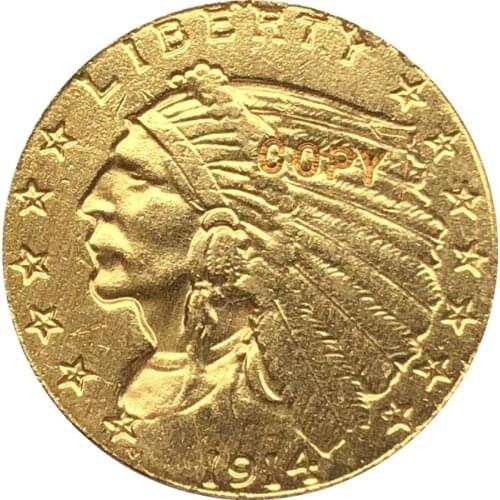 24-K gold plated 1914-D $2.5 GOLD Indian Half Eagle Coin Copy