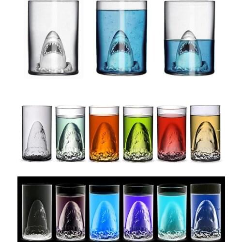 350ml Creative Surprising Shark Double Wall Glass Cup Beer Glasses Bar Champagne Drinking Vessel Vodka Whiskey Shot Glass Mug