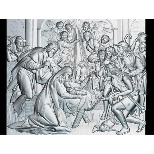 The birth of Jesus Christ 3d model for cnc STL format Religion 3d Relief Model STL Router 3 axis Engraver ArtCam