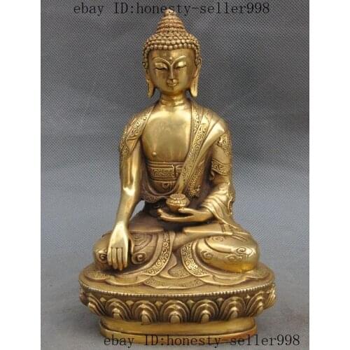 8"Tibet buddhism Fane Joss brass sakyamuni Shakyamuni Amitabha buddha statue