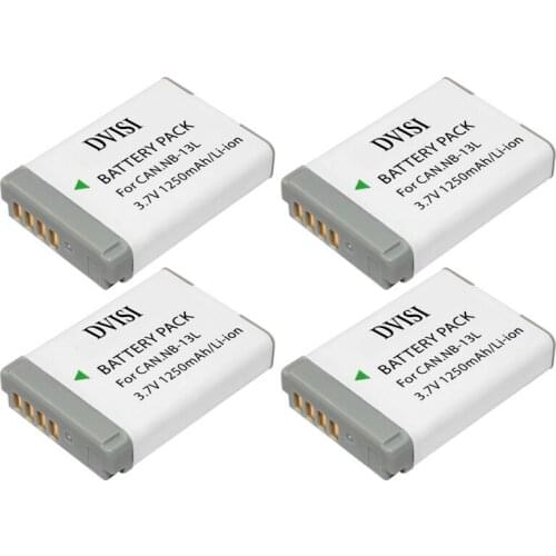 4 Pcs High Capacity 3.7V 1250mAh NB-13L NB 13L for Canon PowerShot G5X G7X G9X G7 X Mark II SX720 HS Digital Camera Battery