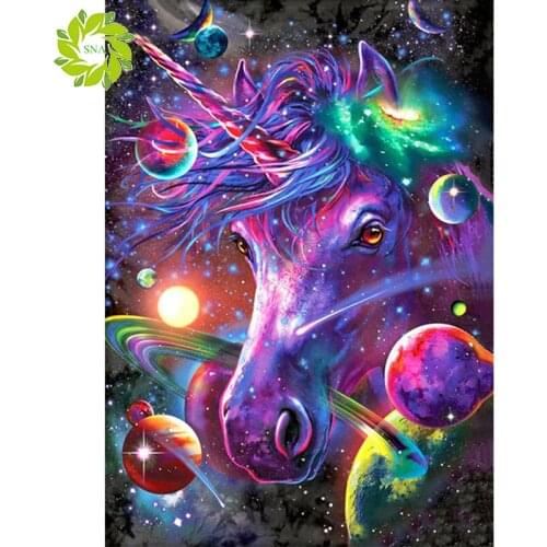 Needlework DIY 5D Diamond Painting Cross Stitch Full Diamond Embroidery Abstract Universe Unicorn Pattern Rhinestone Painting