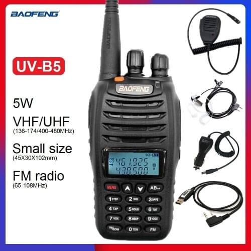 BAOFENG UV-B5 Walkie Talkie Dual Band VHF/UHF 136-174/400-480MHz Ham CB Radio Transceiver Small Size Radio Station for Hunting