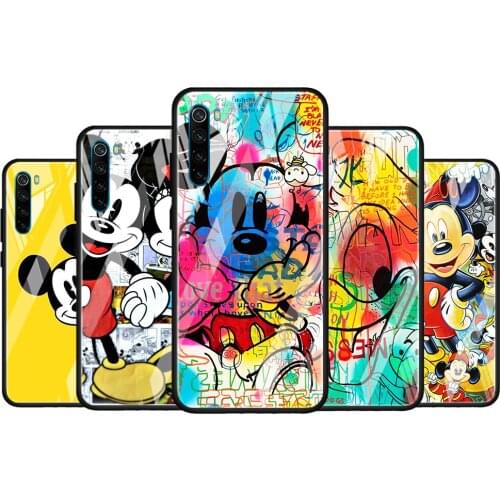 Mickey and Minnie cute for Xiaomi Redmi K40 K30 K20 Pro Plus 9C 9A 9 8A 7 Luxury Shell Tempered Glass Phone Case Cover