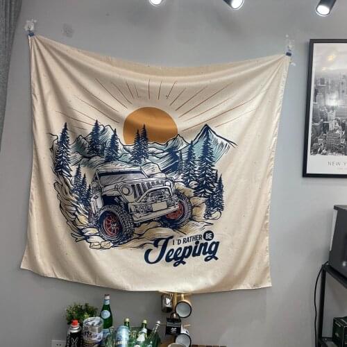 Wild camping tapestry outdoor sport jeeping wall home decoration yoga mat backgound cloth