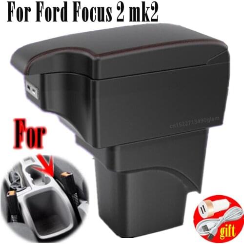 For Ford Focus 2 mk2 armrest box car accessories Ford Focus 2 Car Armrest box nterior Retrofit parts Center Storage box USB