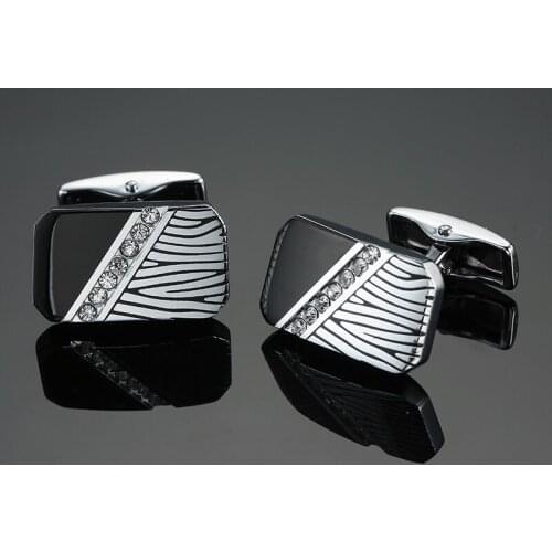 DY The new high quality silvery black pattern luxurious crystal Cufflinks fashion Mens French shirt Cufflinks free shipping