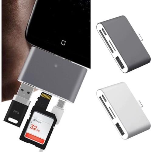 Elisona Type-C USB Type C HUB OTG Sim CF SD TF Card Reader Converter Adapter for MacBook Air Samsung Galaxy Note 8 S8