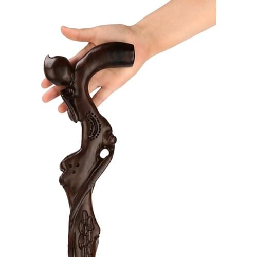 Filial piety elderly The old wood ebony rosewood birthday peach carved old gift cane