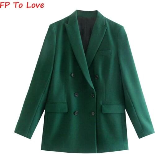 FP To Love Za Woman Red Blazers High Street 2021FW Spring Autumn Stylish Button Solid Lady Outerwear