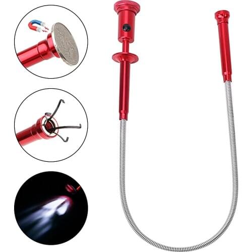 NICEYARD Flexible Pick Up Tool Sewer Cleaning Pickup Tools Magnetic Long Spring Grip Magnet + 4 Claw + LED Light