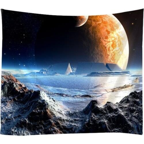 Tapestry Wall Hanging Bed Spread Beach Towel Table Cloth Yoga Mat Landscape Painting The Moon Landscape 250cm*180cm Large Size
