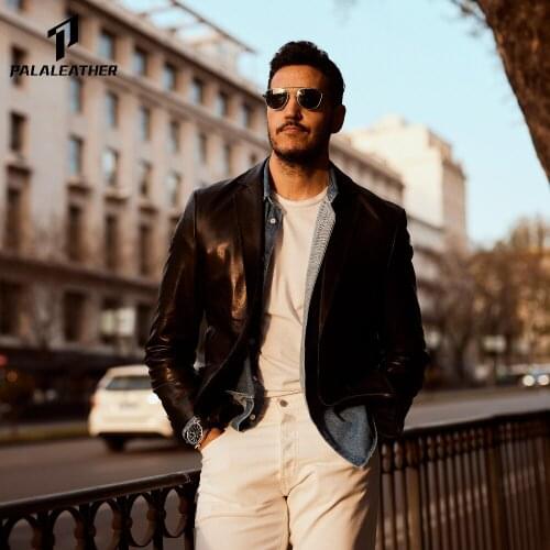 Classic Businessman Vegetable Tanned Goatskin Blazer Jacket