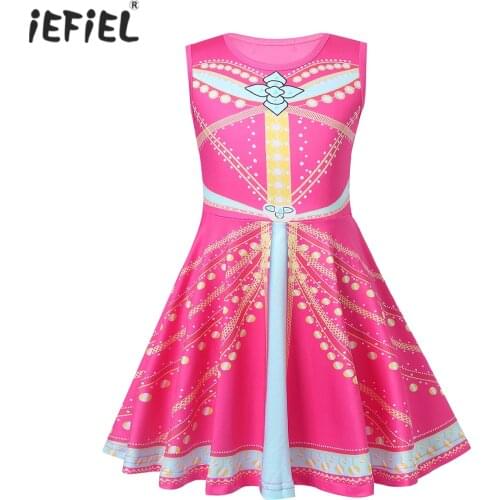 Kids Girls Summer Dress Sleeveless Cartoon Jewelry Print A-line Dresses Girls Clothing Fairy Tale Party Dance Princess Dress