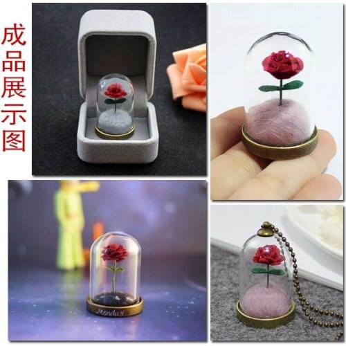 Little Prince Rose Flower Glass Dome With Pendant Glass Globe Necklace pendant glass bottle jewelry pendant women gift decor