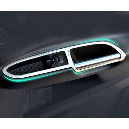 For Ford For kuga Escape 2013 LHD 2pcs Matte Chrome Car Interior Front Door Armrest Cover Window Lifter Button Trim Protector