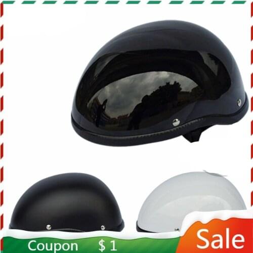 Matte Black Motorcycle Half Helmet Skull Cap Low Profile Novelty For Chopper