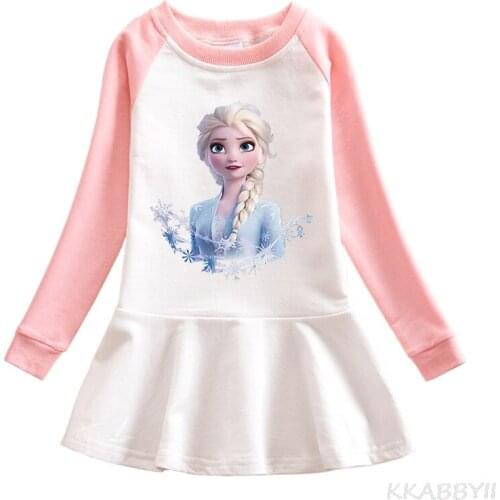 Foreign Trade New Childrens Wear Spring And Autumn Cartoon Hoodie Girls Dress Baby Cotton Frozen Pleated Skirt