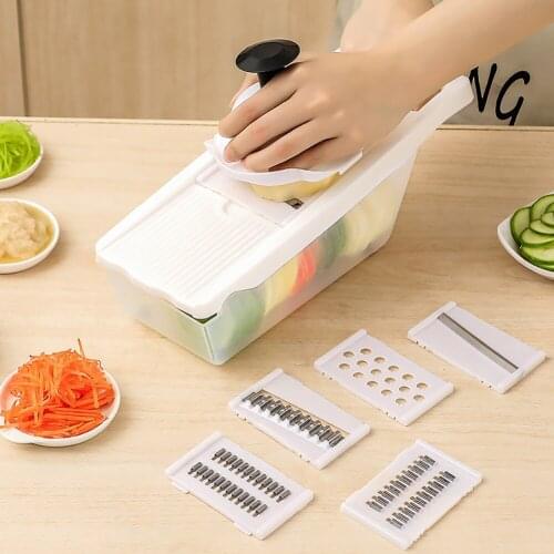 Multifunctionele Vegetable Cutter With Steel Blade Mandoline Slicer Potato Peeler Carrot Cheese Grater Drain Basket Kitchen Tool