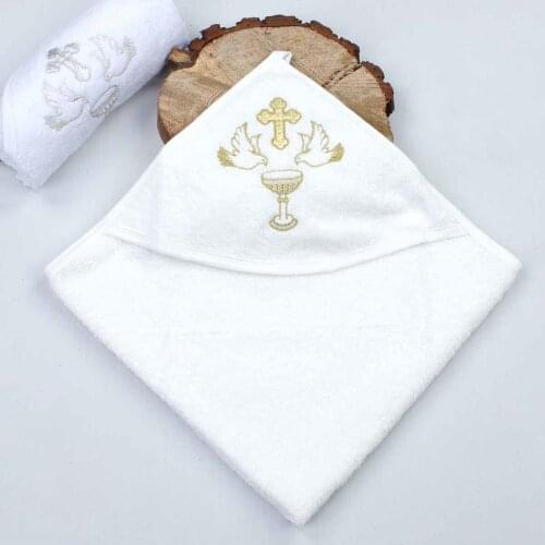 Baby Newborn Baptism Boy Girl Spiritual The Church Rebirth Crucifix Hooded Drying Towel Religious Ceremony Towel Babies Models