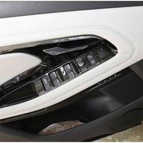 Black Wood Grain ABS Plastic Window Lift Switch Buttons Frame Cover Trim For Range Rover Evoque 2020 Car Accessories LHD