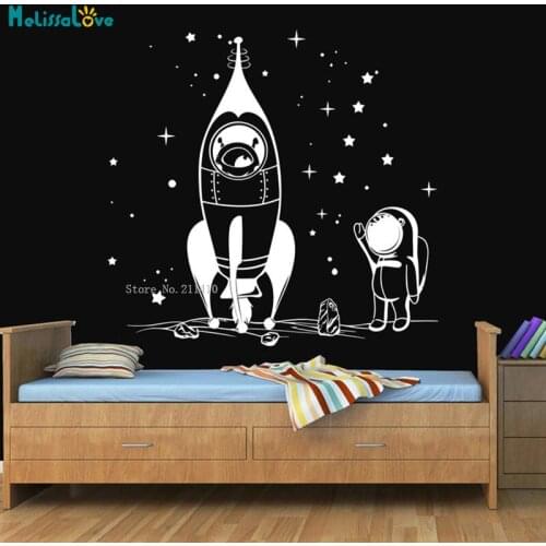 Outer Space Wall Stickers Custom Stars Decals Girls Boys Room Gifts Rocket Ship Astronaut Planet Decals YT5205