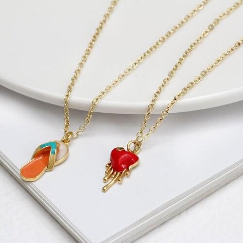 Wish Card 2021 Pave Slippers Pendant Necklace Gold Color Womens Neck Chain Necklace for Women Girls Fashion Jewelry Choker New