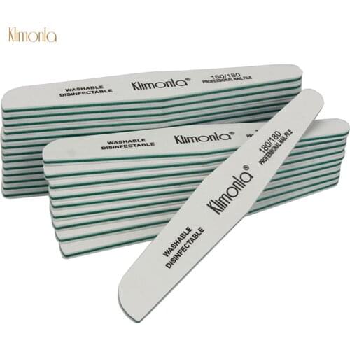 50Pcs/Pack Professional Nail File White limas para Manicura 180/180 Grit Half Moon Thick Sandpaper Sanding Nails Care Tools