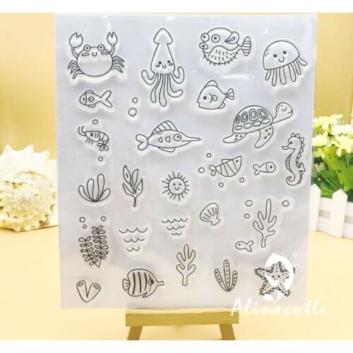 CLEAR STAMPS Ocean Fish Scrapbooking Handmade Card Album Paper Craft Rubber Transparent Silicon Stamp AlinaCraft