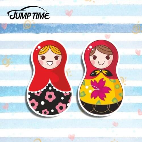 Jump Time 13cm x 8cm Russian Doll Creative Car Sticker Personality Car Styling Vinyl Window Decal Waterproof DIY Accessories