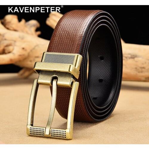 Mens Reversible Leather Belt Classic Cow Genuine Leather Luxury Strap Male Belts For Men With Rotated Buckle Dropshipping