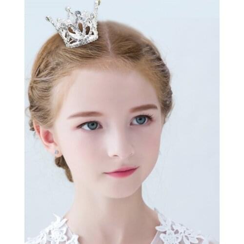 Luxury Small Girls Crown Haircomb Tiara Hair Silver-color Crystal Kids Girls Mini Tiara Hair Accessories Pageant Prom Princess