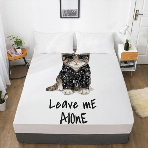 Luxury Elastic fitted sheet bed sheet With An Elastic Band Mattress Cover 150x200/160x200 Bed cover for home animal CAT