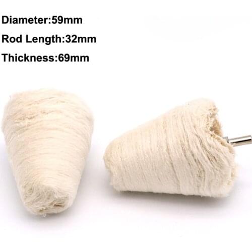 URANN 6mm Handle White Cloth Cotton Wheel Car Wheel Polishing Waxed Cylindrical Mushroom Flannel Grinding Head Grinder