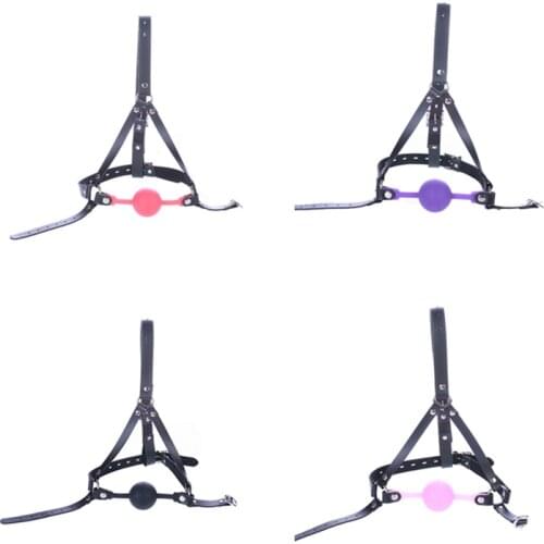 Sexy Silicone Gag Open Mouth Gag with Locks PU Leather BDSM Bondage Restraints Head Harness Ball Gag S&M Sex Toys Men Adult Game