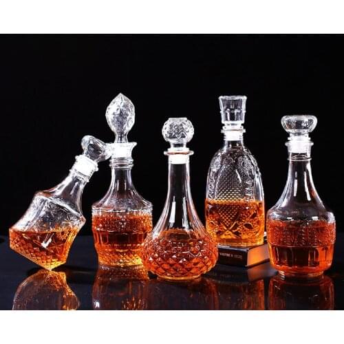 Glass Sealed Jar Home Wine Bottle Decoration Drinkware Transparent Liqueur Pot Household Hip Flasks Glass Bottle Store Wine