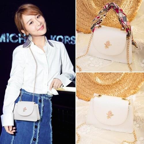 Bags 2021 Women Brand Ribbons Chain Designer PU Leather Crossbody Bag Womens' Pouch Flowers Satchels Purses And Handbags Luxury