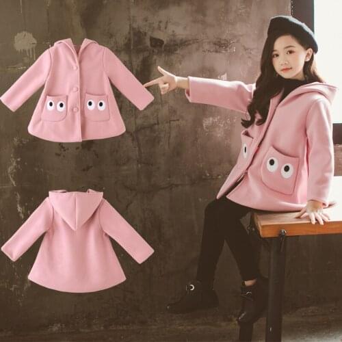 Loose Jacket Winter Spring Coat Outerwear Top Children Clothes School Kids Costume Teenage Girl Clothing Woolen Cloth High Quali