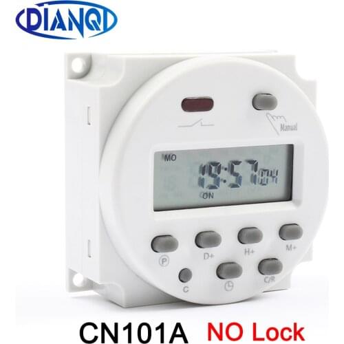 No lock CN101A AC Round Digital LCD Power Timer Weekly Programmable Electronic Time Relay Switch 8A TO 16A CN101 110V 220V