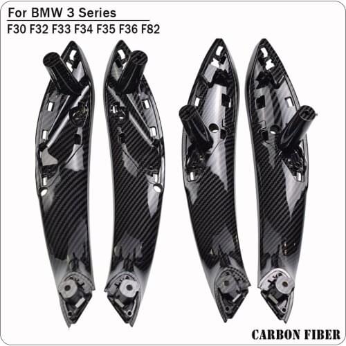 Car Inner Handle Interior Door Panel Pull Trim Cover Beige Black Carbon Fiber For BMW F30 F31 F32 F33 F34 F35 F80 2012-2019